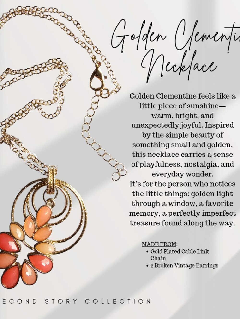 Golden Clementine Gold Necklace with Coral and Peach Teardrops